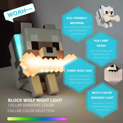 WolfCraft™ Pixel Wolf LED Night Light